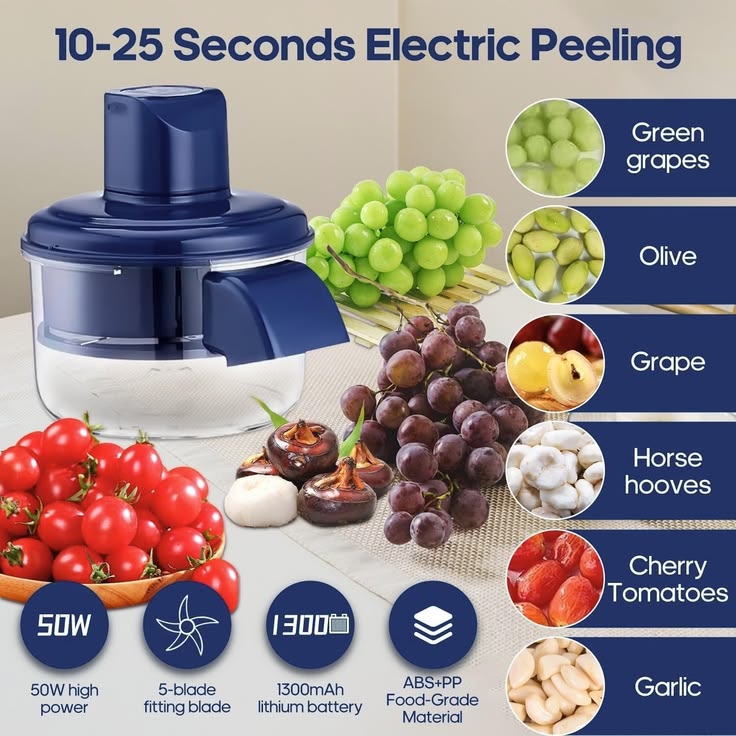 Automatic Electric Fruit &amp; Garlic Peeler — Bladeless—  Peel 20 Cloves in 15 Seconds