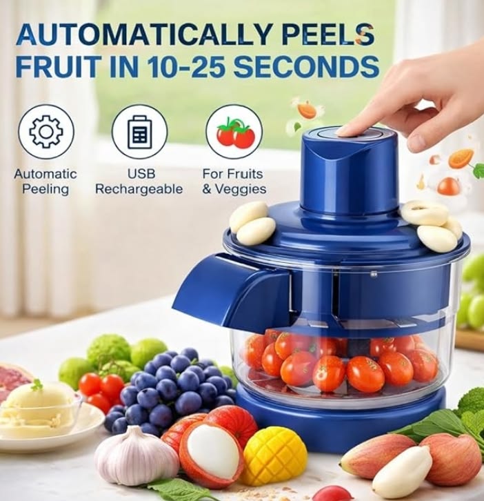 Automatic Electric Fruit &amp; Garlic Peeler — Bladeless—  Peel 20 Cloves in 15 Seconds